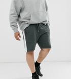 Asos Design Plus Jersey Skinny Shorts In Dark Gray With Side Stripe