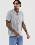 Another Influence Plain Revere Collar Short Sleeve Shirt In Gray
