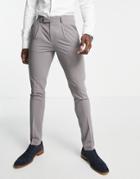 Noak 'tower Hill' Skinny Suit Pants In Gray Worsted Wool Blend With Four Way Stretch