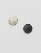 Classics 77 Silver & Matte Black Spike Stud Earrings In 2 Pack - Black