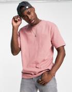 Topman Oversized Fit T-shirt In Dusty Pink - Burgundy-red