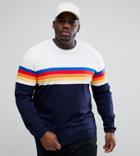 Asos Plus Sweater With Multicoloured Stripes In Navy And White - Multi