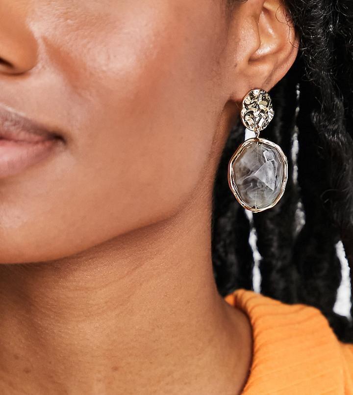 Reclaimed Vintage Inspired Statement Amazonite Earrings In Gold