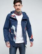 Pretty Green Kirby Dales Parka Jacket Printed In Blue - Blue