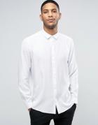 Asos Oversized Peached Viscose Shirt In White - White