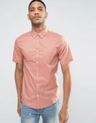 New Look Regular Fit Poplin Shirt With Short Sleeves In Pink - Pink