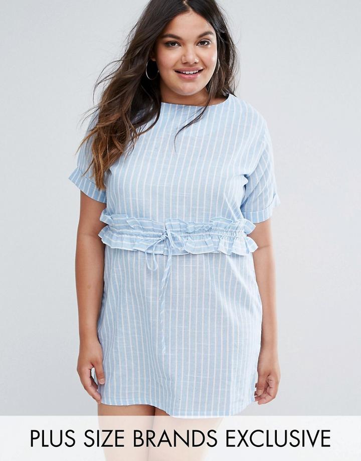 Missguided Plus Striped Rouched Waist Dress - Multi