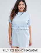 Missguided Plus Striped Rouched Waist Dress - Multi