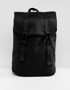 Asos Design Mini Backpack In Black Scuba With Internal Laptop Pouch - Black