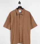 Collusion Unisex Oversized Jersey Short Sleeve Shirt In Heavy Rib Fabric In Brown