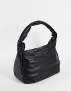 Asos Design Oversized Cross Body Bag In Black Faux Leather