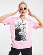 Love Moschino Logo Photo Graphic Boxy T-shirt In Pink