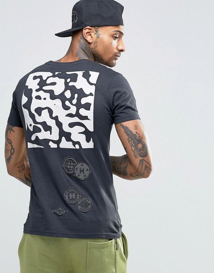 Heros Heroine T-shirt With Camo Back Print - Black