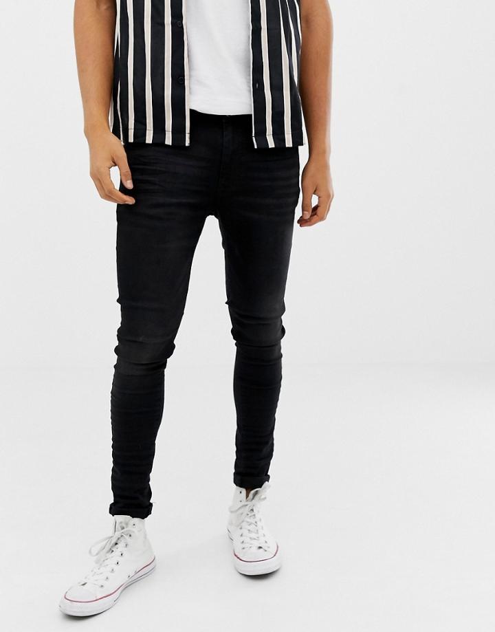 River Island Spray On Skinny Jeans In Black Wash - Black