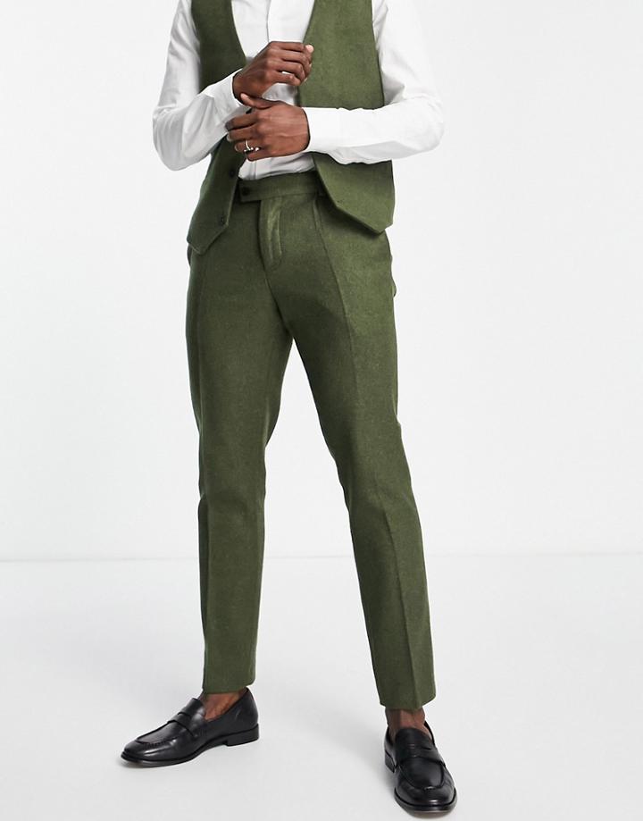 Bolongaro Trevor Loose Fit Wool Blend Suit Pants-green
