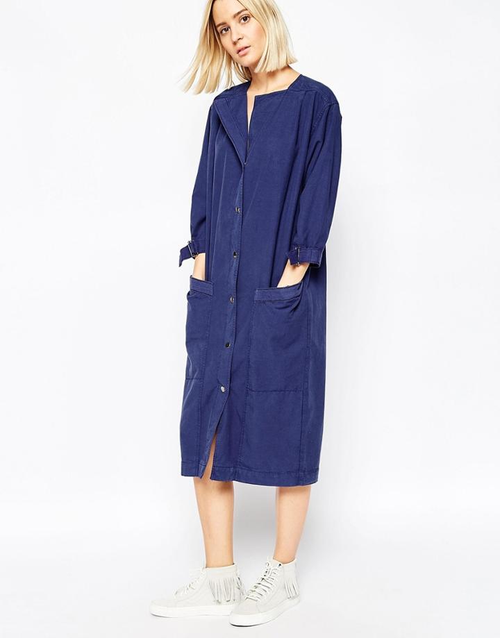 Asos White Herringbone Dress Jacket With D-ring Detail - Blue