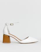 Asos Design Stardust Pointed Mid Heels In White - White