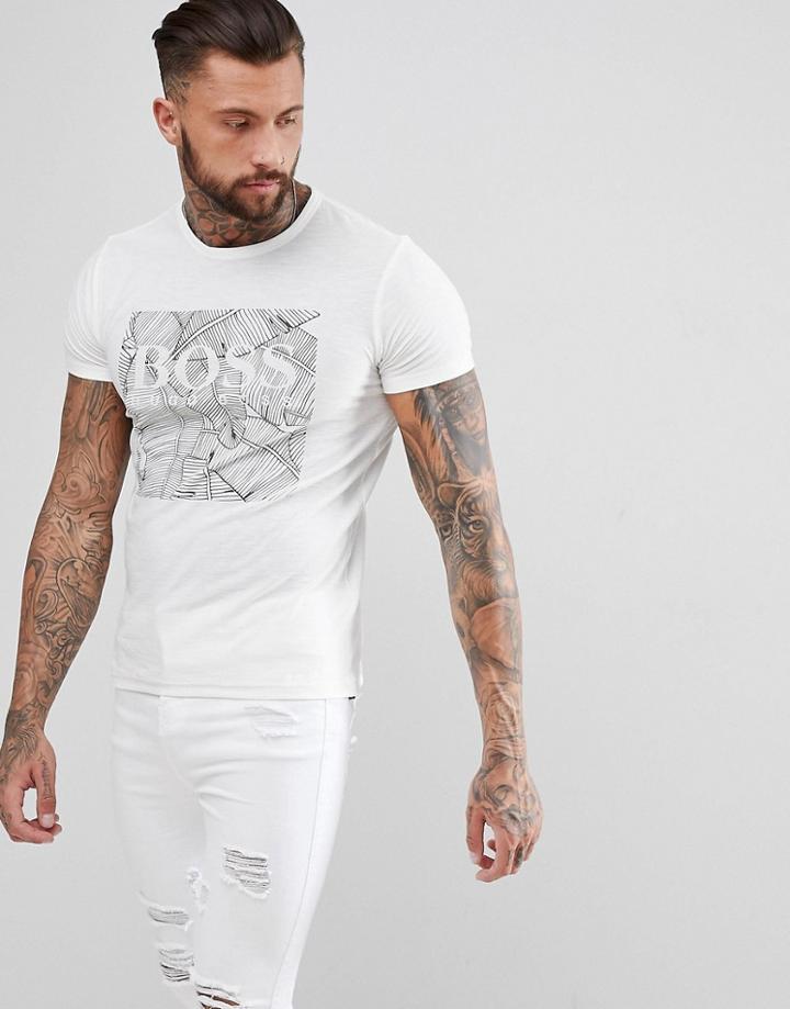 Boss Banana Leaf Graphic T-shirt In White - White