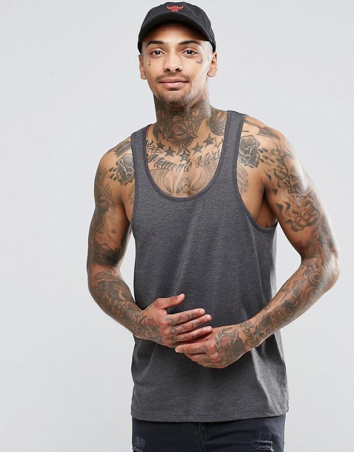 Asos Tank In Charcoal - Charcoal