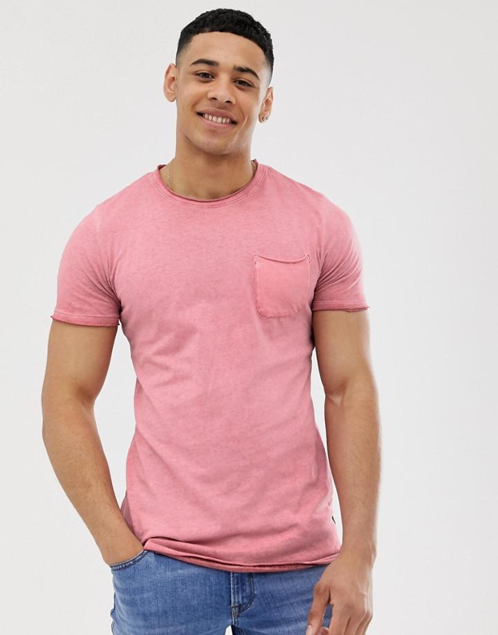 Jack & Jones Originals Pocket T-shirt With Raw Edge - Red