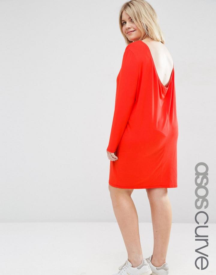 Asos Curve Mini Dress With Cowl Back - Red