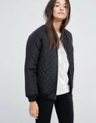New Look Quilted Bomber Jacket - Black