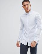 Moss London Premium Extra Slim Shirt In Blue Texture - Blue