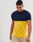 Asos Design Organic T-shirt With Contrast Yoke In Yellow