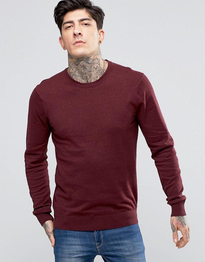 Scotch & Soda Sweater With Crew Neck Cotton In Burgundy - Red