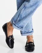 London Rebel Metal Trim Loafers With Tassle In Black