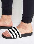 Adidas Originals Adilette Slides In Black Toweling Bb0125 - Black