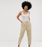 Monki Peg Leg Pants With Drawstring Waist In Beige - Beige