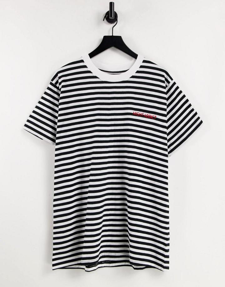 Night Addict Striped T-shirt In Black/white