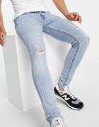 Jack & Jones Intelligence Tom Super Skinny Jeans In Lightwash Blue-blues