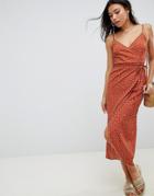 Asos Design Cami Wrap Maxi Dress In Polka Dot - Multi