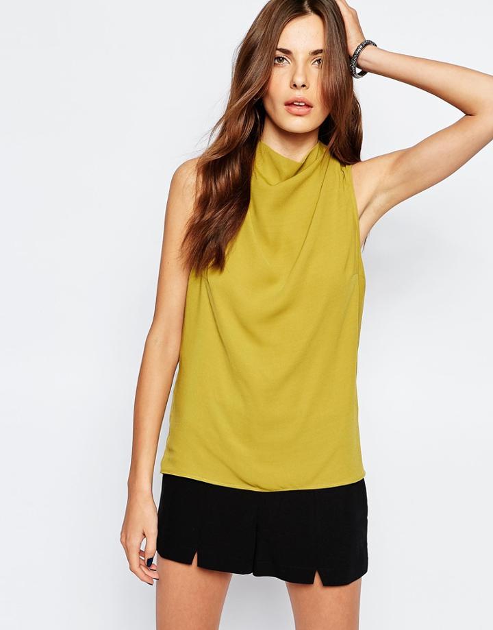 Vila High Neck Top - Amber Green