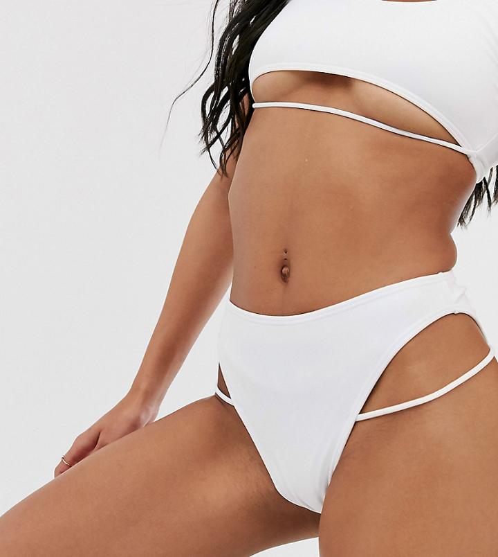 South Beach Exclusive Eco Mix And Match High Leg Cage Bikini Bottom In White - White