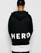 Hero's Heroine Oversized Hoodie With Back Print - Washed Black