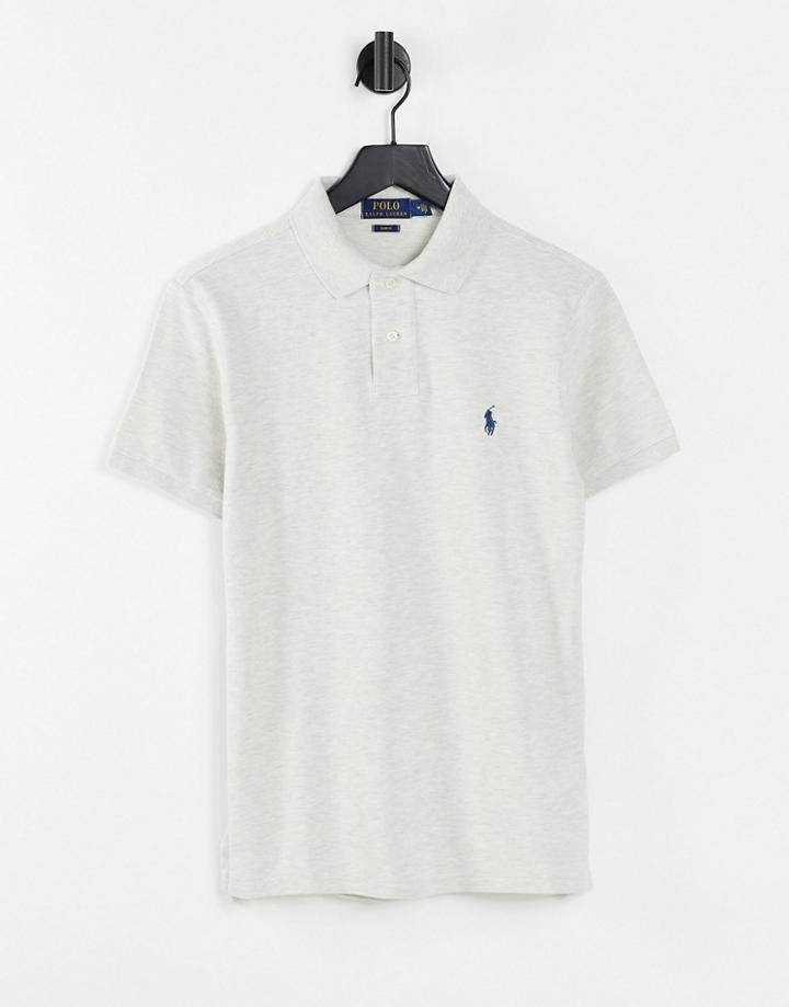Polo Ralph Lauren Icon Logo Slim Fit Pique Polo In Beige Heather-neutral
