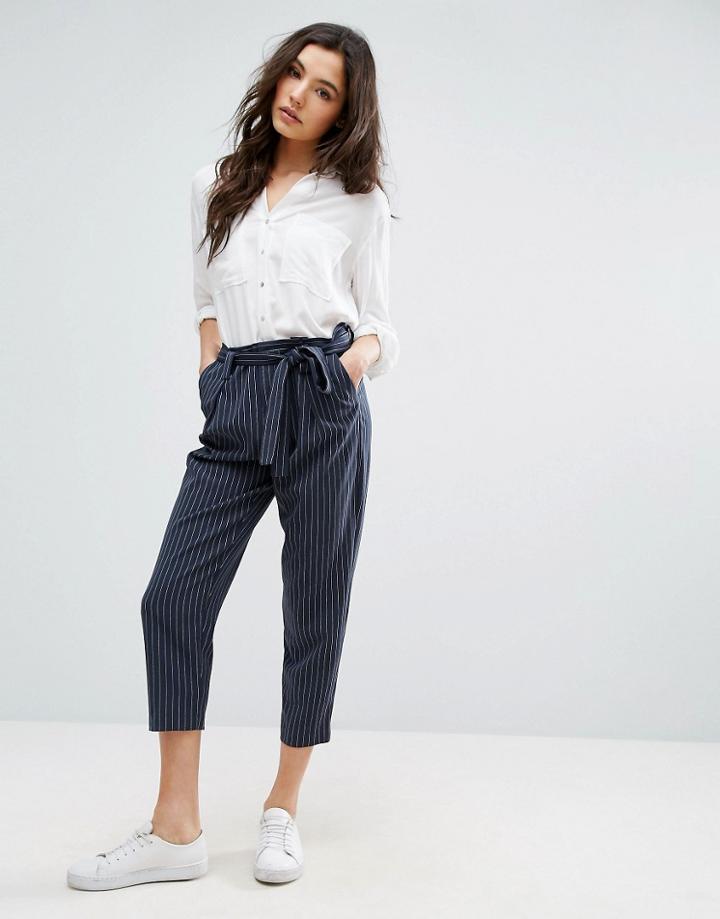 Only Pinstripe Ankle Pant - Navy