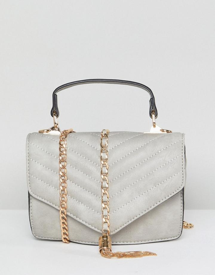 Yoki Fashion Cross Body Bag With Chain Tassel - Gray