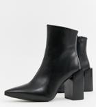 Depp Wide Fit Leather Block Heeled Boots-black