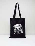 Asos Design Tote Bag In Black With La Skull Print - Black