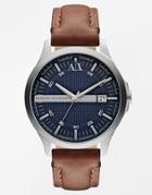 Armani Exchange Brown Leather Strap Watch Ax2133 - Brown