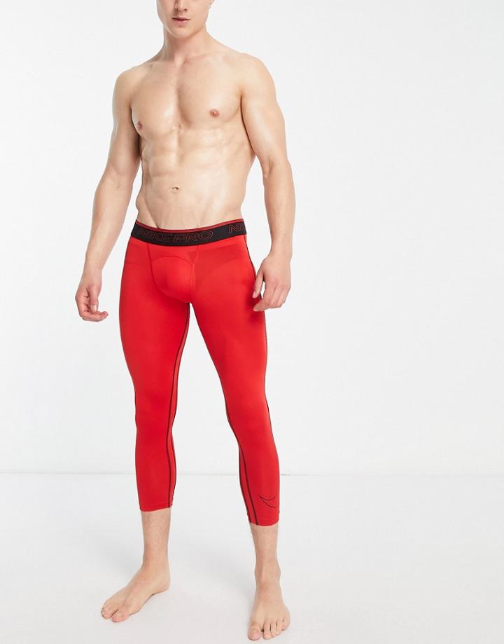 Nike Training Dri-fit Pro Compression 3/4 Tights In Red