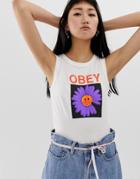 Obey Tank Top With Sad Daisy Graphic-white