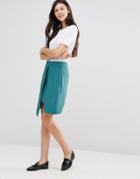 Lavand Green Skirt With Layered Split - Green