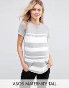 Asos Maternity Tall T-shirt In Block Print Stripe - Multi
