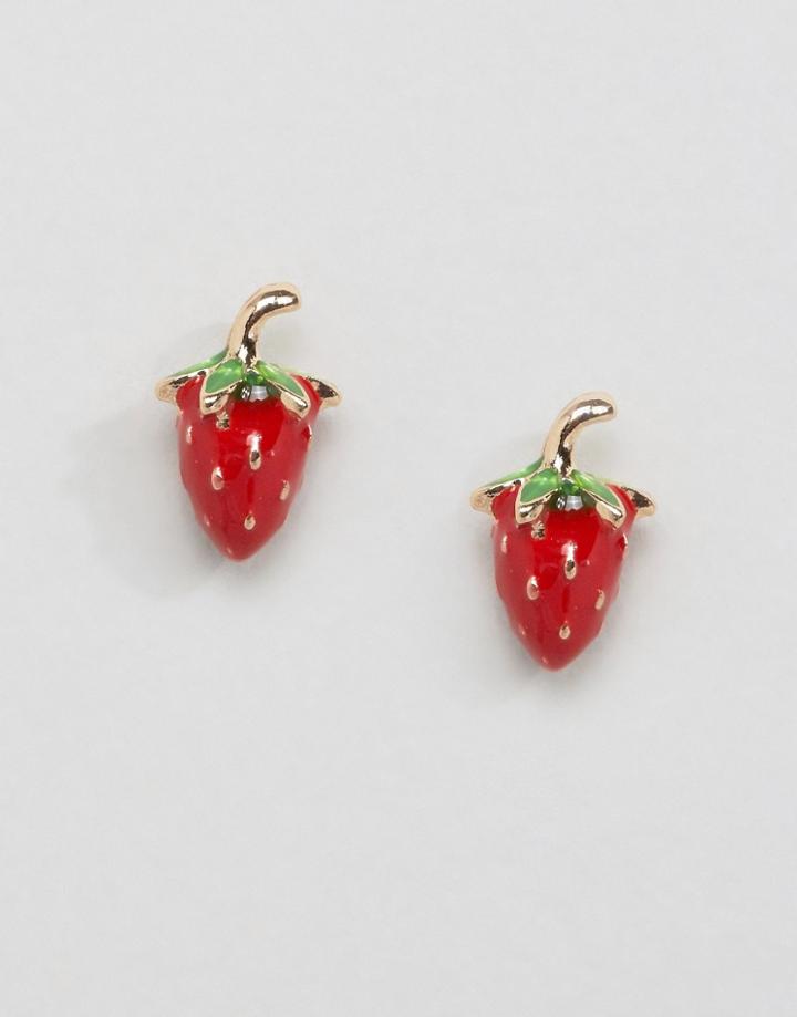 Asos Mini Strawberry Stud Earrings - Gold