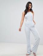Deby Debo Capri Floral Print Jumpsuit - Blue